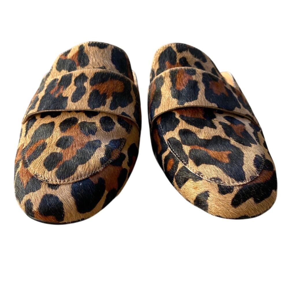 Nordstrom Linea Paolo Annie Calf Hair Loafer Mule US 7 Tan Leopard Animal Print - Picture 8 of 11